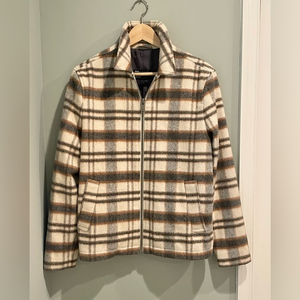 Asos Design Men’s‎ Wool Mix Full Zip Ecru Harrington Jacket